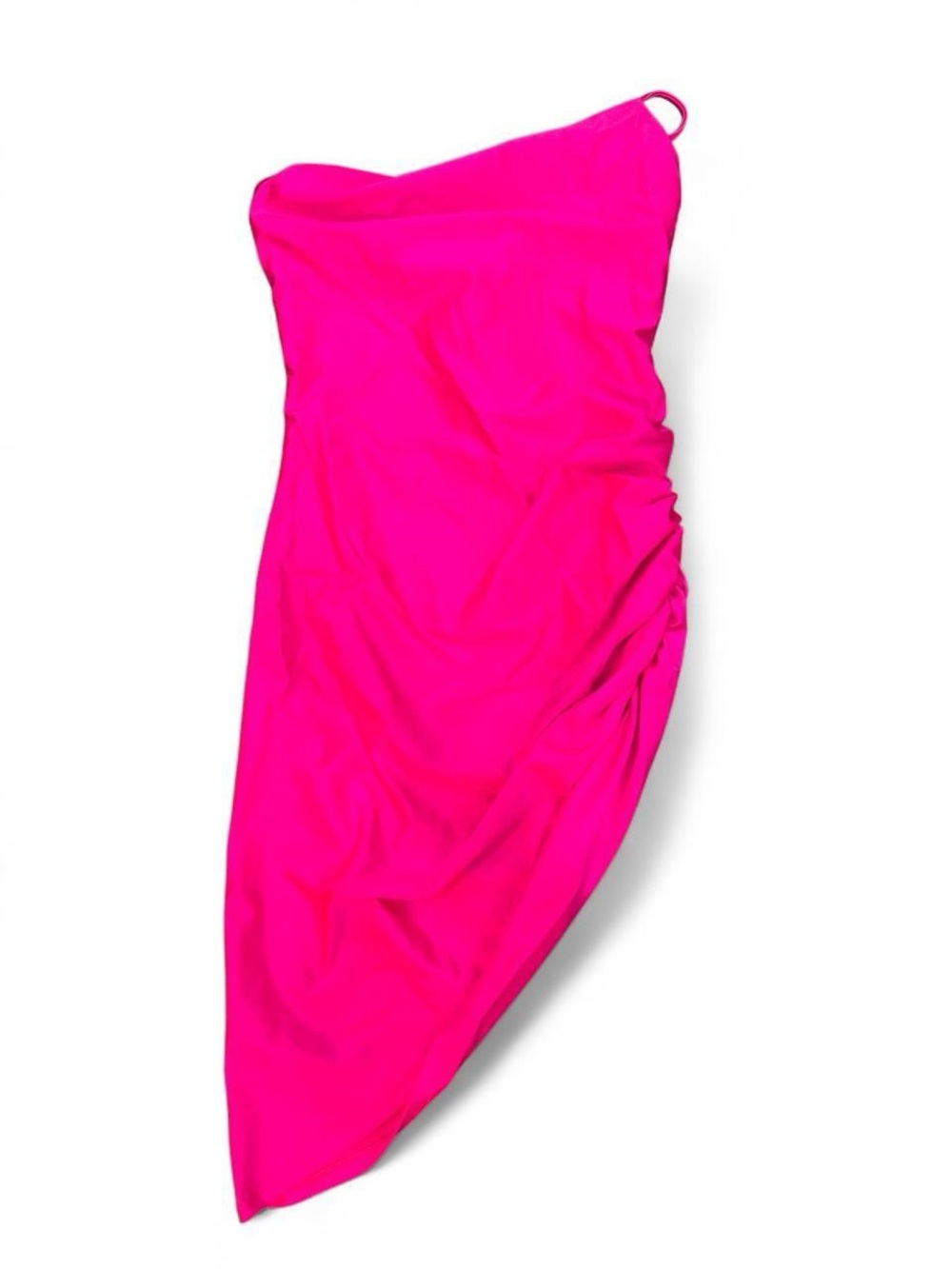 The O Boutique Neon Pink Strapless Asymmetric Dress